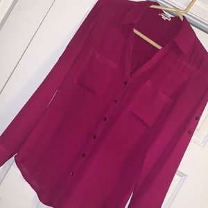 Ladies Dress Shirt Express Small Sheer Fuchsia 2/4